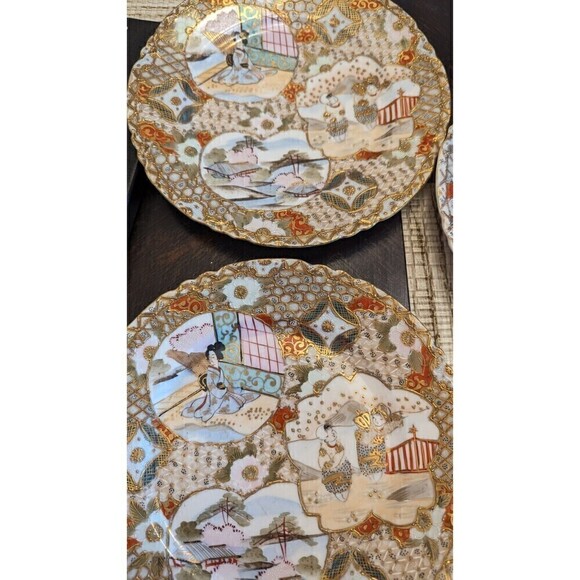 6 Vintage Hand Painted Gold Trim  Japanese Plate - Picture 6 of 16